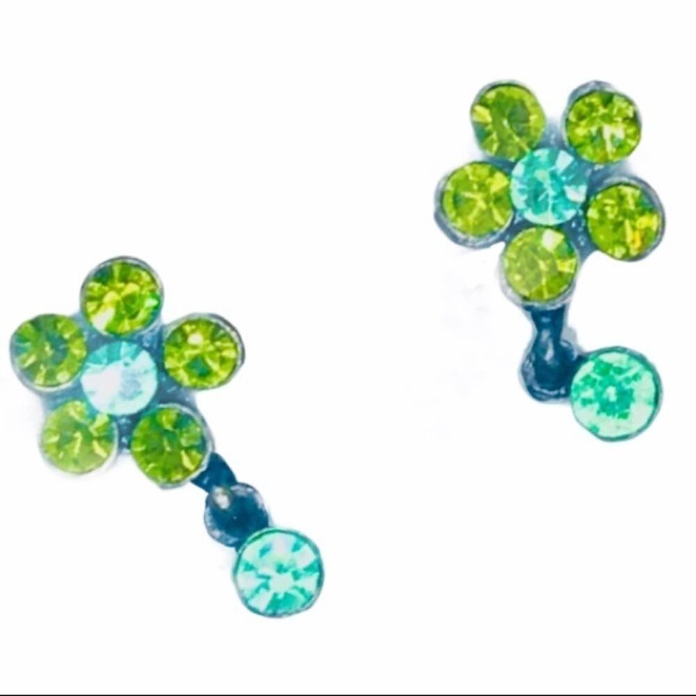 Vintage 90s Jewel Floral Drop Earrings EUC - Picture 3 of 5